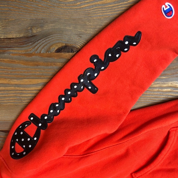 Champion Orange-Red Hoodie Sweatshirt From UO - Picture 2 of 5